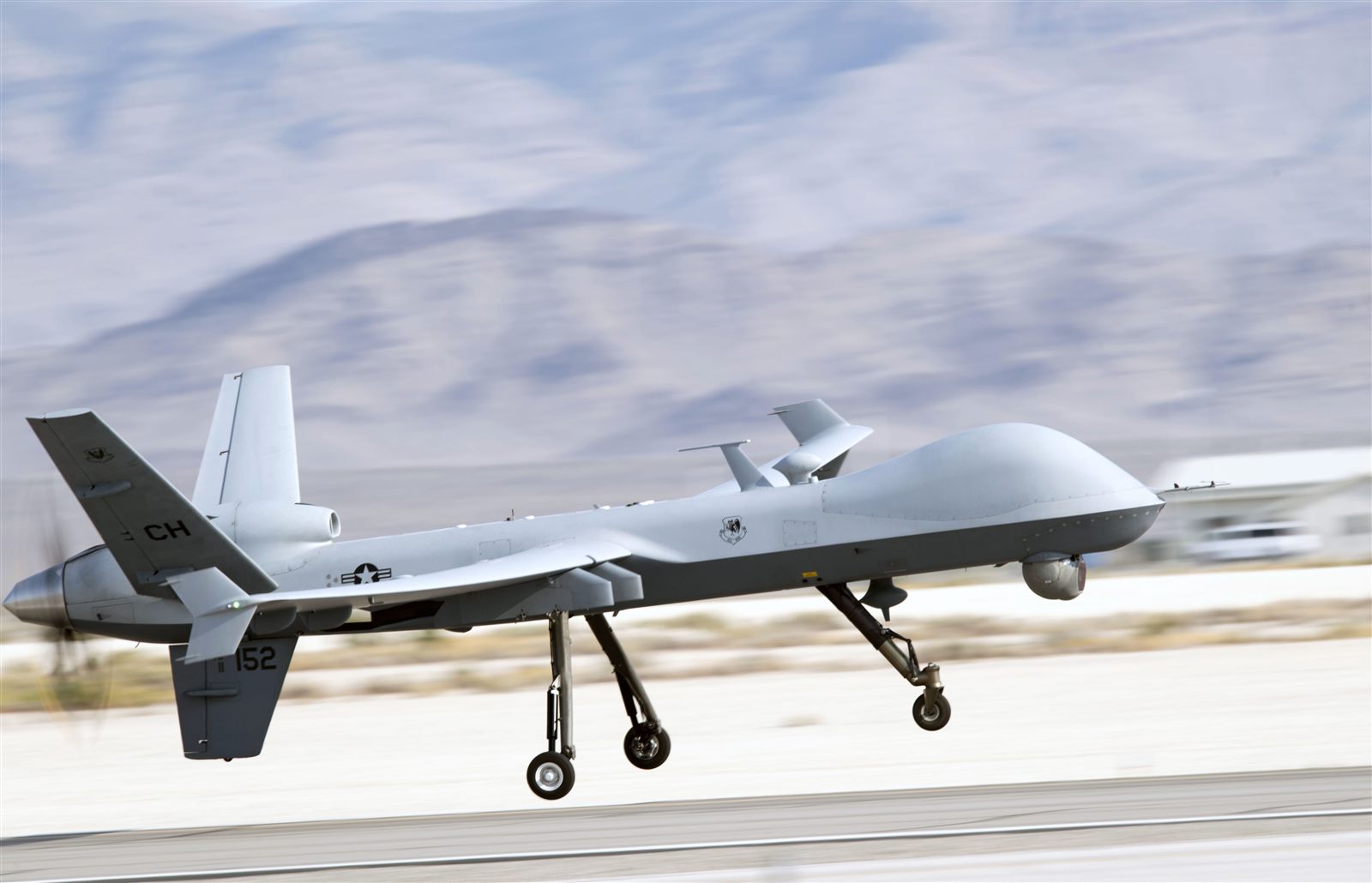 Unmanned aircraft flying over training range