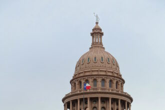 Exterior view of the Texas State Capitol building in Austin, seat of the Texas governor and state government.