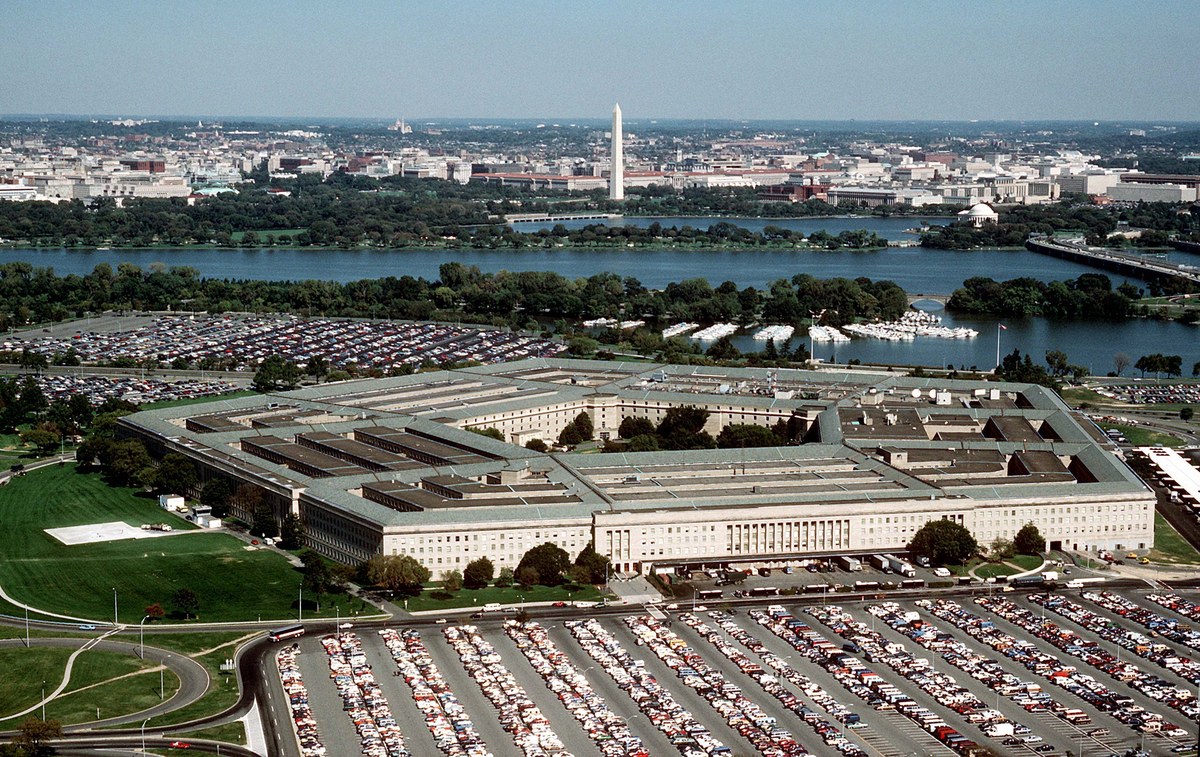 Aerial view of the Pentagon building in Arlington, Virginia