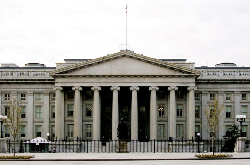 Exterior of the United States Department of the Treasury building in Washington, D.C.