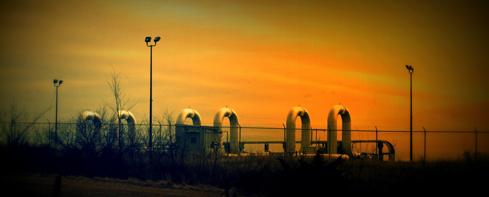 Large-diameter industrial oil and natural gas pipeline segment undergoing inspection