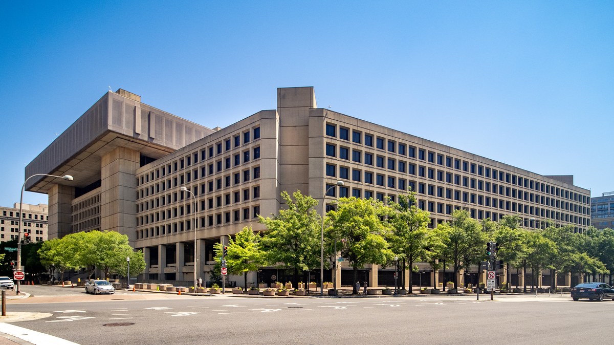 Exterior of the J. Edgar Hoover Federal Bureau of Investigation headquarters in Washington