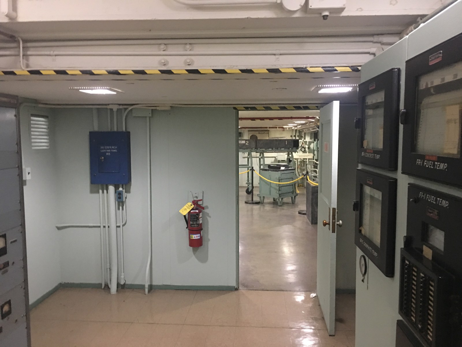 Control panels and monitoring instrumentation inside the reactor control room at Oak Ridge National Laboratory
